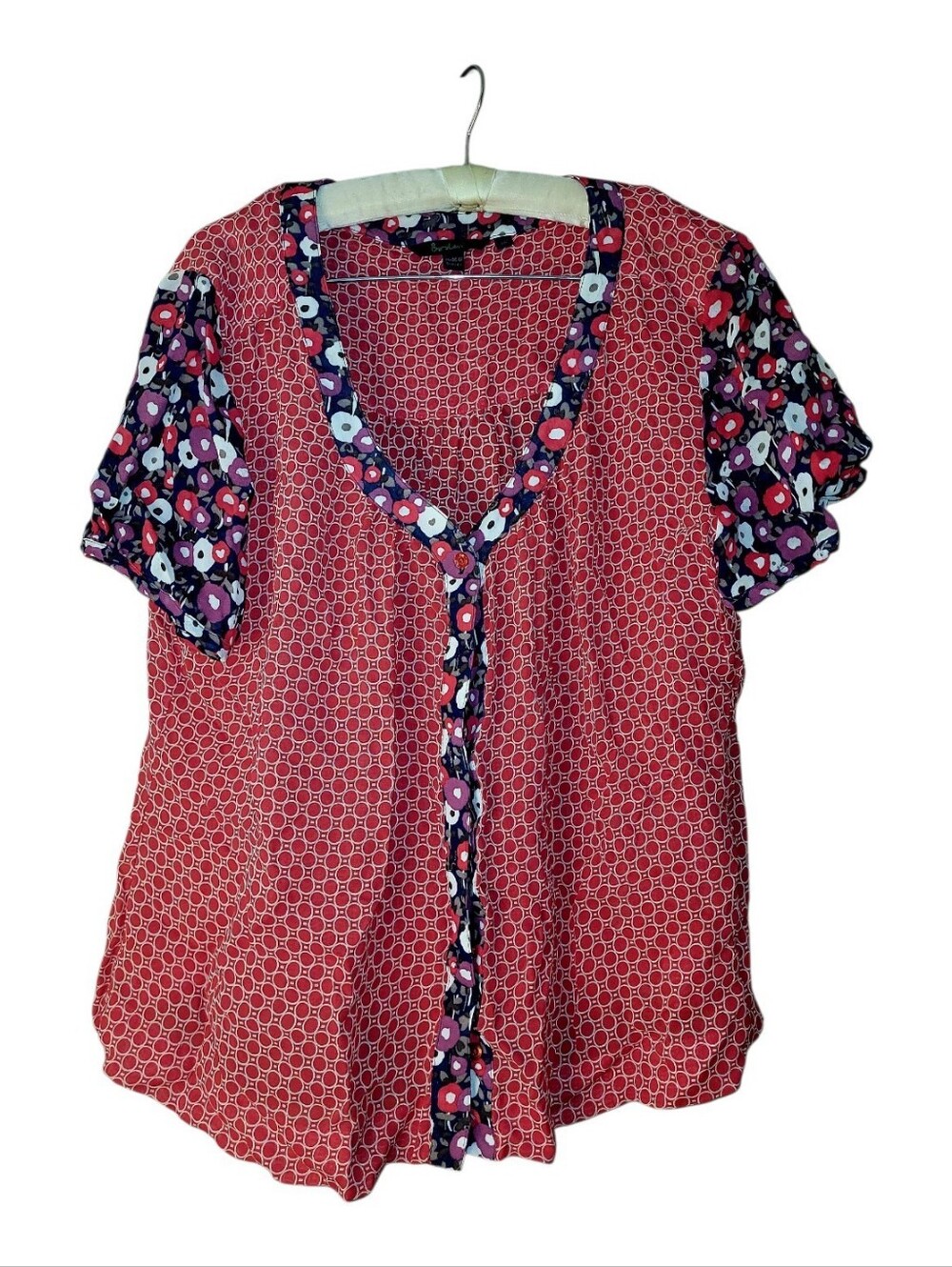 Boden Short Sleeved Colorful Boho Blouse 20